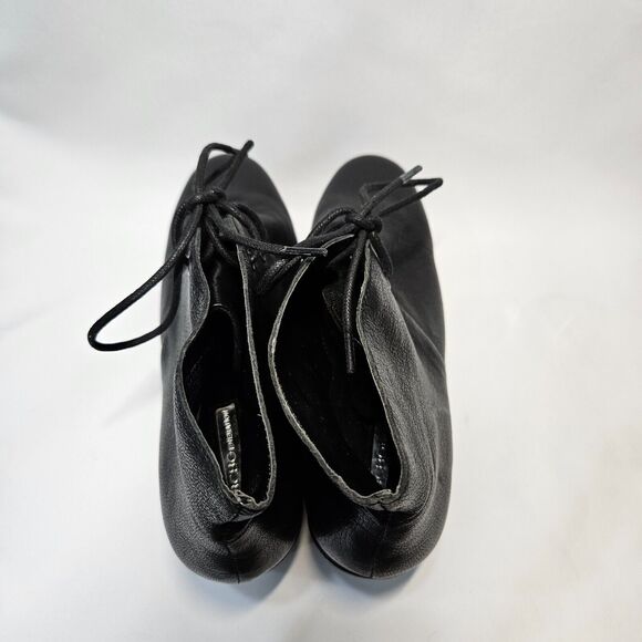 BCBGeneration Womens Kenan Leather Ankle Boot Size 8 Black Chunky Platform Wedge - Picture 6 of 13